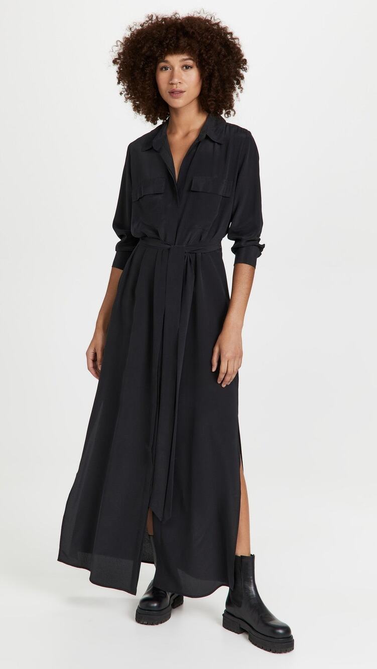 L'AGENCE Cameron Long Shirt Dress - S Black